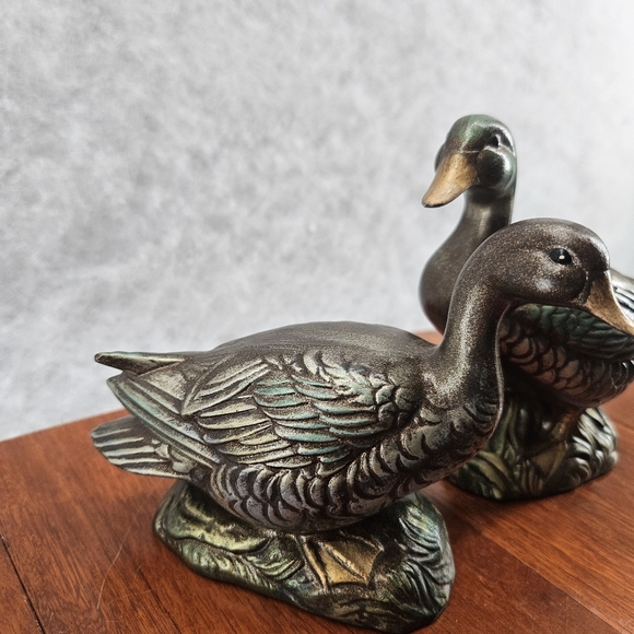 Duck Figurine Ceramic Handmade/Painted 5" & 4" Tall Vintage 1969 Male Female Set - Picture 3 of 13